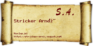 Stricker Arnó névjegykártya